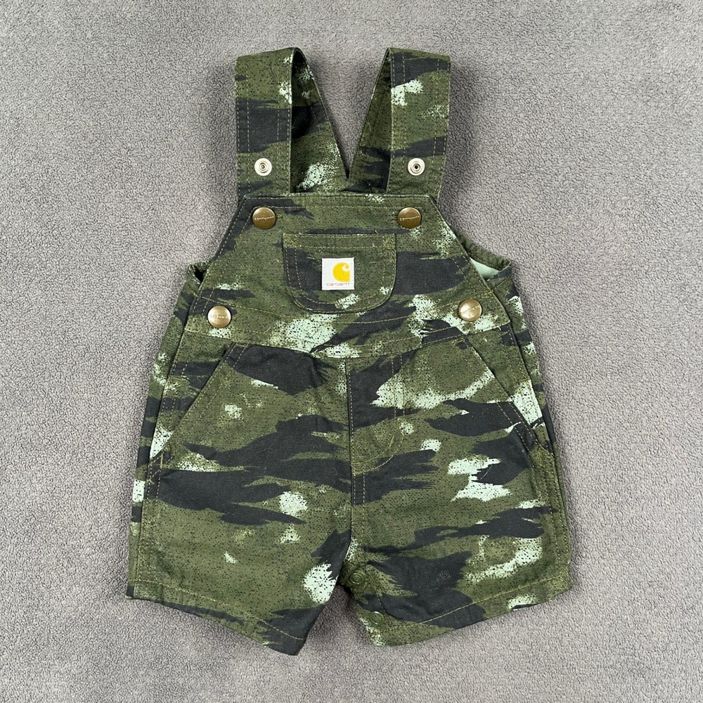 Carhartt Shortall Overalls Baby 3M Green Camo Canvas Snap Crotch SD8852-B